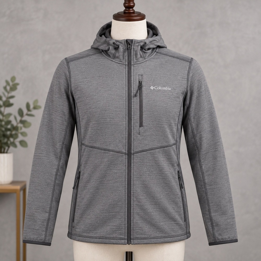 Columbia Omni-Wick Full Zip Hoodie Mens L Grey Heather Performance Jacket